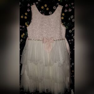 Charming Pink and Cream Kids Formal Dress